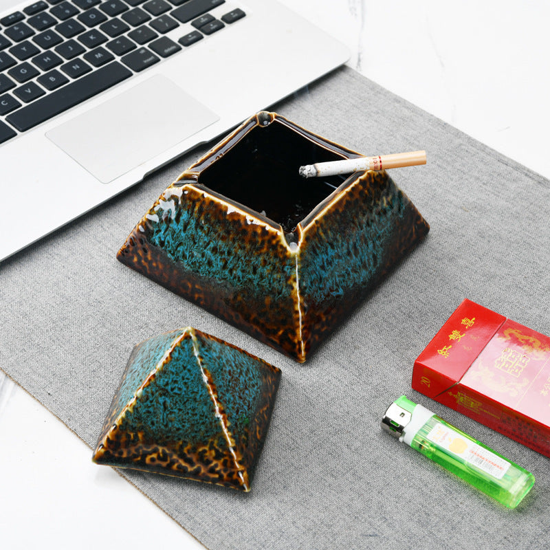 Ceramic Pyramid Ashtray With Lid - Premium Ceramic Pyramid Ashtray With Lid from Concordia Style Boutique - Just $45.89! Shop now at Concordia Style Boutique