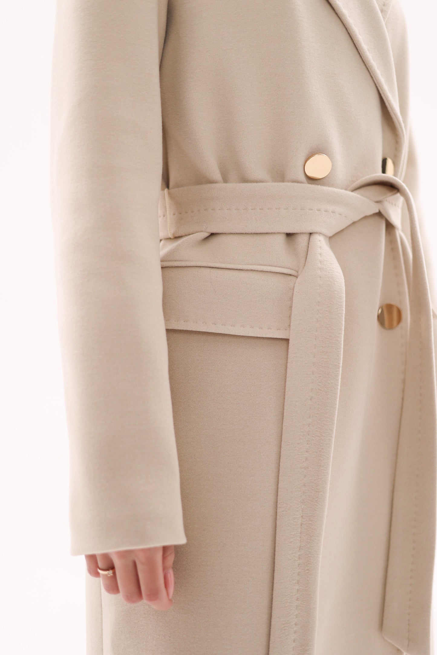 Denise Cashmere Blend Overcoat in Nude