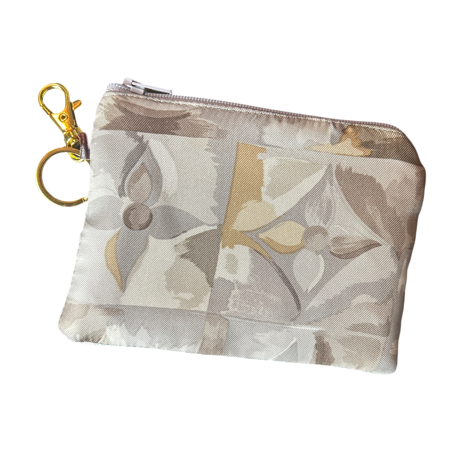 Au Fils du Temps Logo Vintage Silk Scarf Coffee Run Keychain Bag