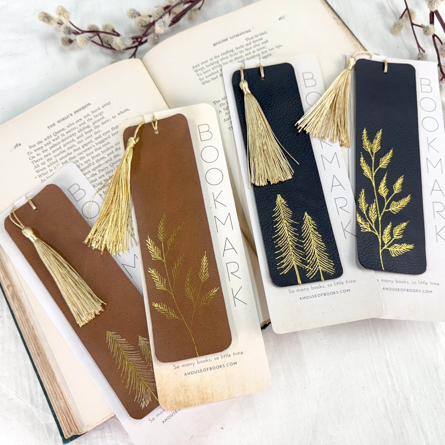 Leather Tassel Bookmarks- Trees - Concordia Style Boutique