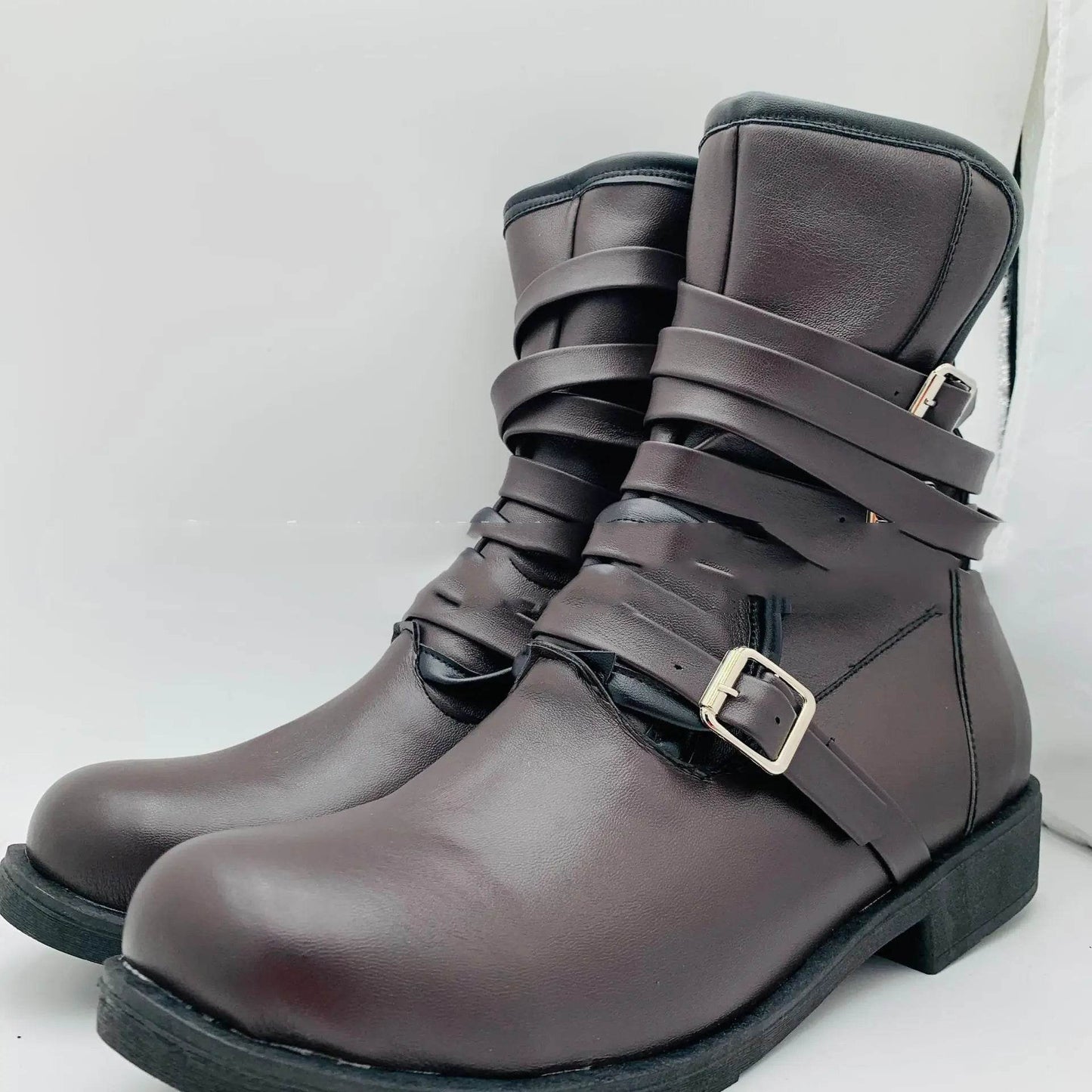 Men's Casual Short Boots with Chunky Heel & Zipper - Concordia Style Boutique