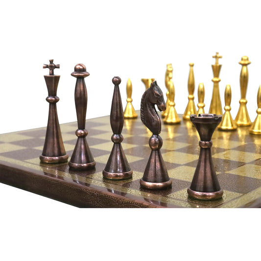 14" Brass Metal Modern Luxury Chess Pieces & Board Set- Antique Copper & Gold - Premium Brass Set from Royal Chess Mall - Just $254.95! Shop now at Concordia Style Boutique