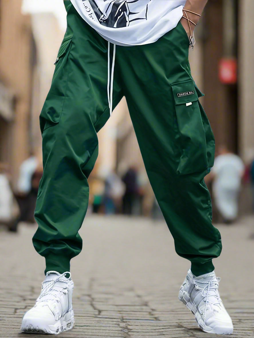 Men’s Multi‑Pocket Drawstring Cargo Pants