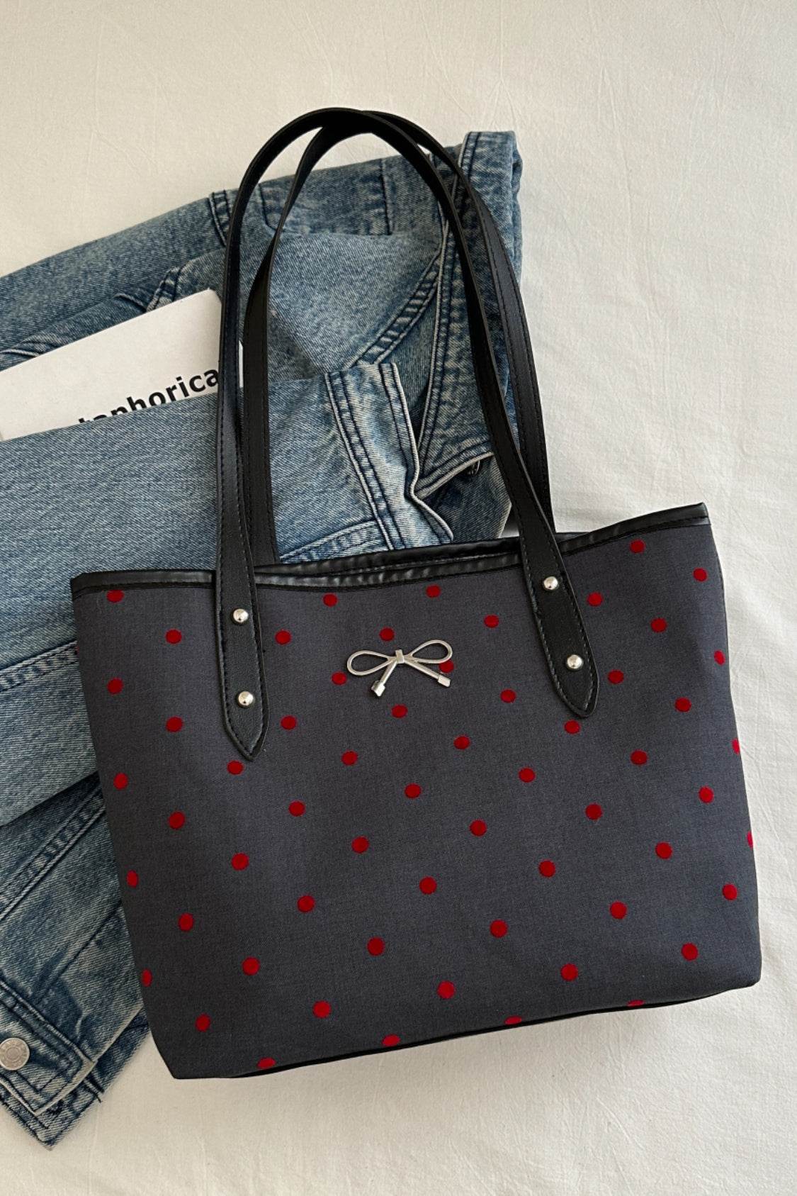 Bow Trim Polyester Tote Bag - Concordia Style Boutique