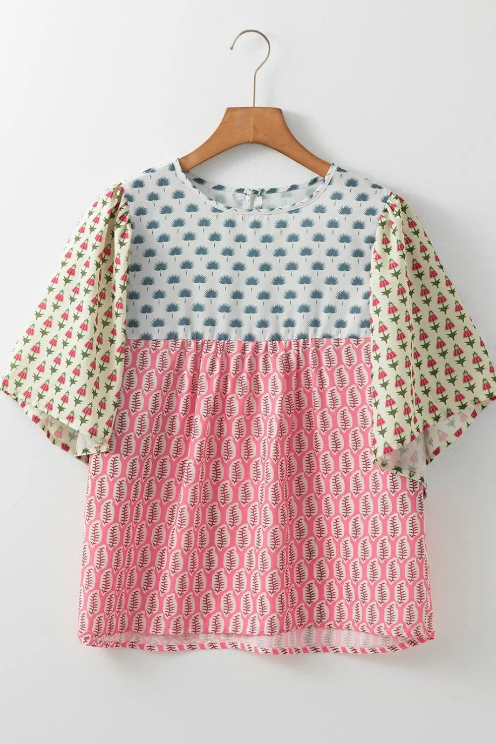 Floral Color Block Kimono Sleeves Blouse - Concordia Style Boutique