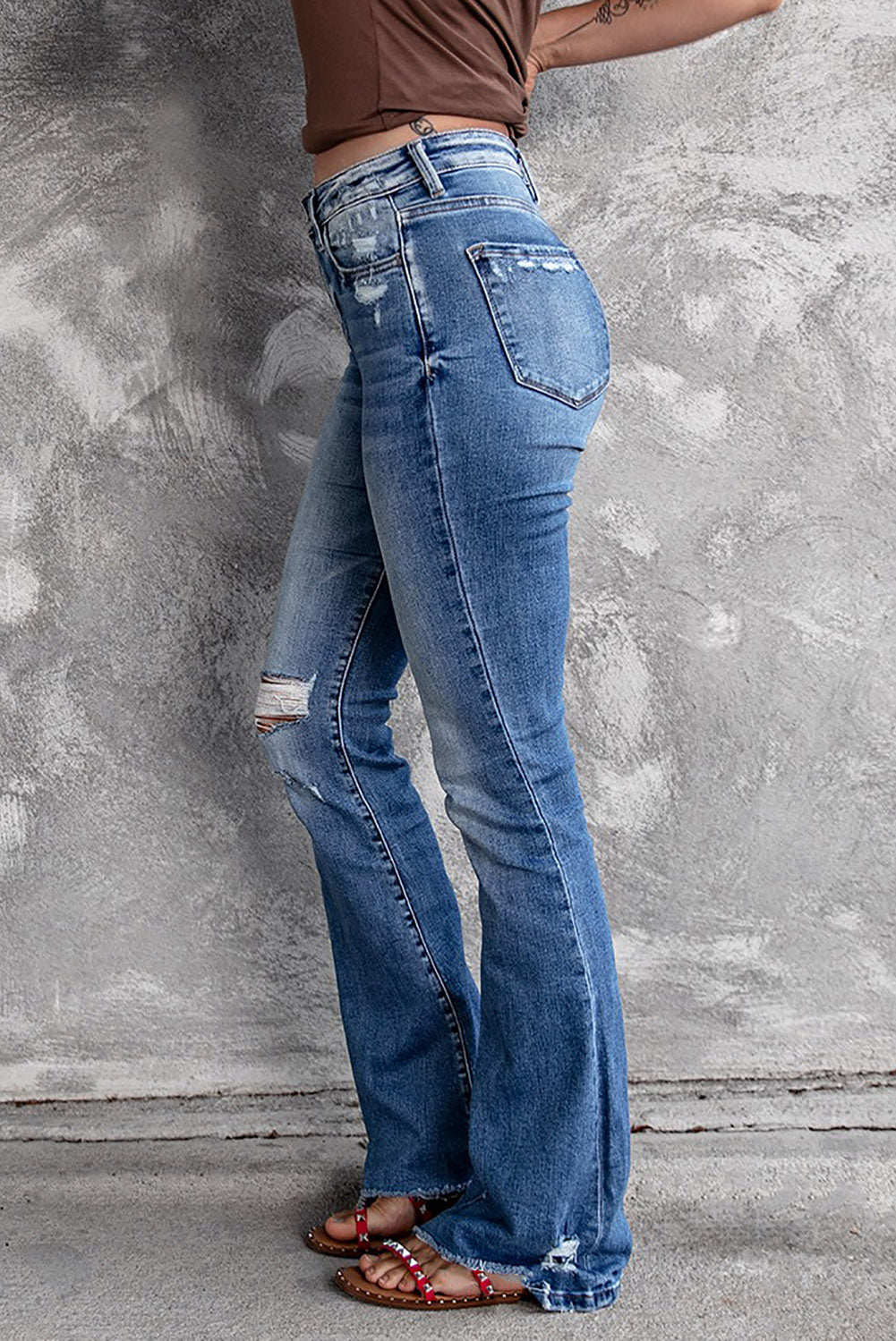 Angelina Distressed Flare Jeans - Concordia Style Boutique