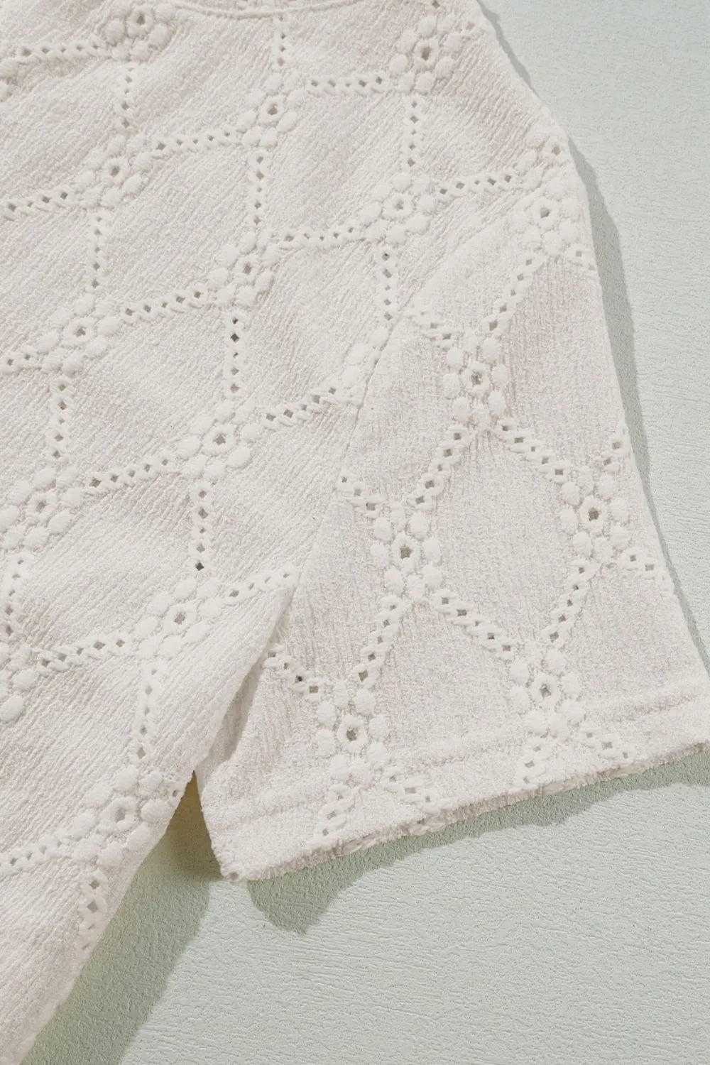 Eyelet Round Neck Short Sleeve Blouse - Concordia Style Boutique