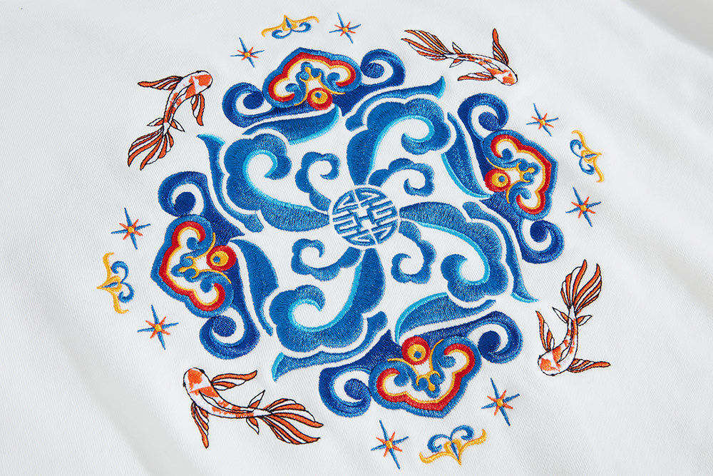 KH9201 Fish Art Embroidery Hoodie - Concordia Style Boutique