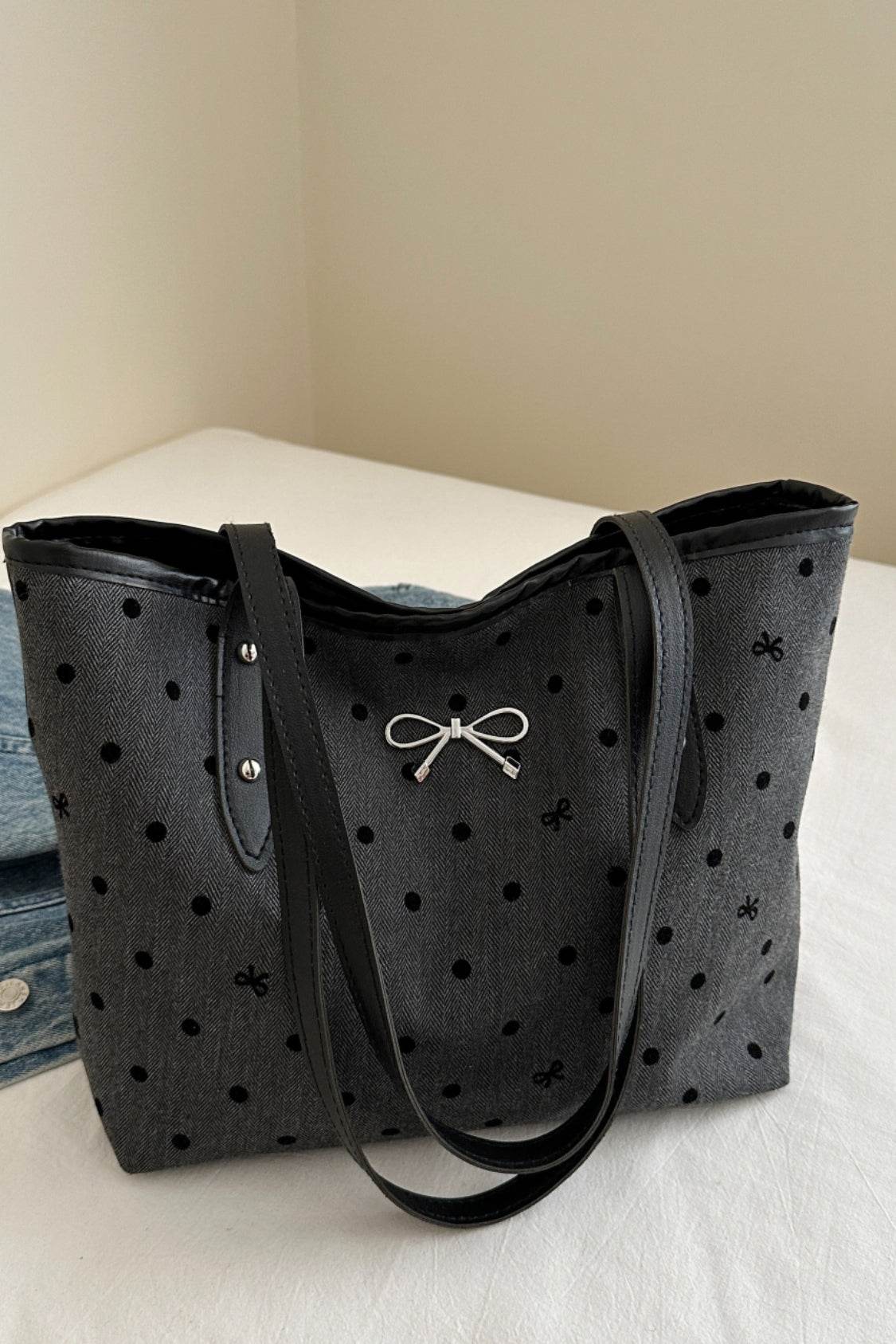 Bow Trim Polyester Tote Bag - Concordia Style Boutique