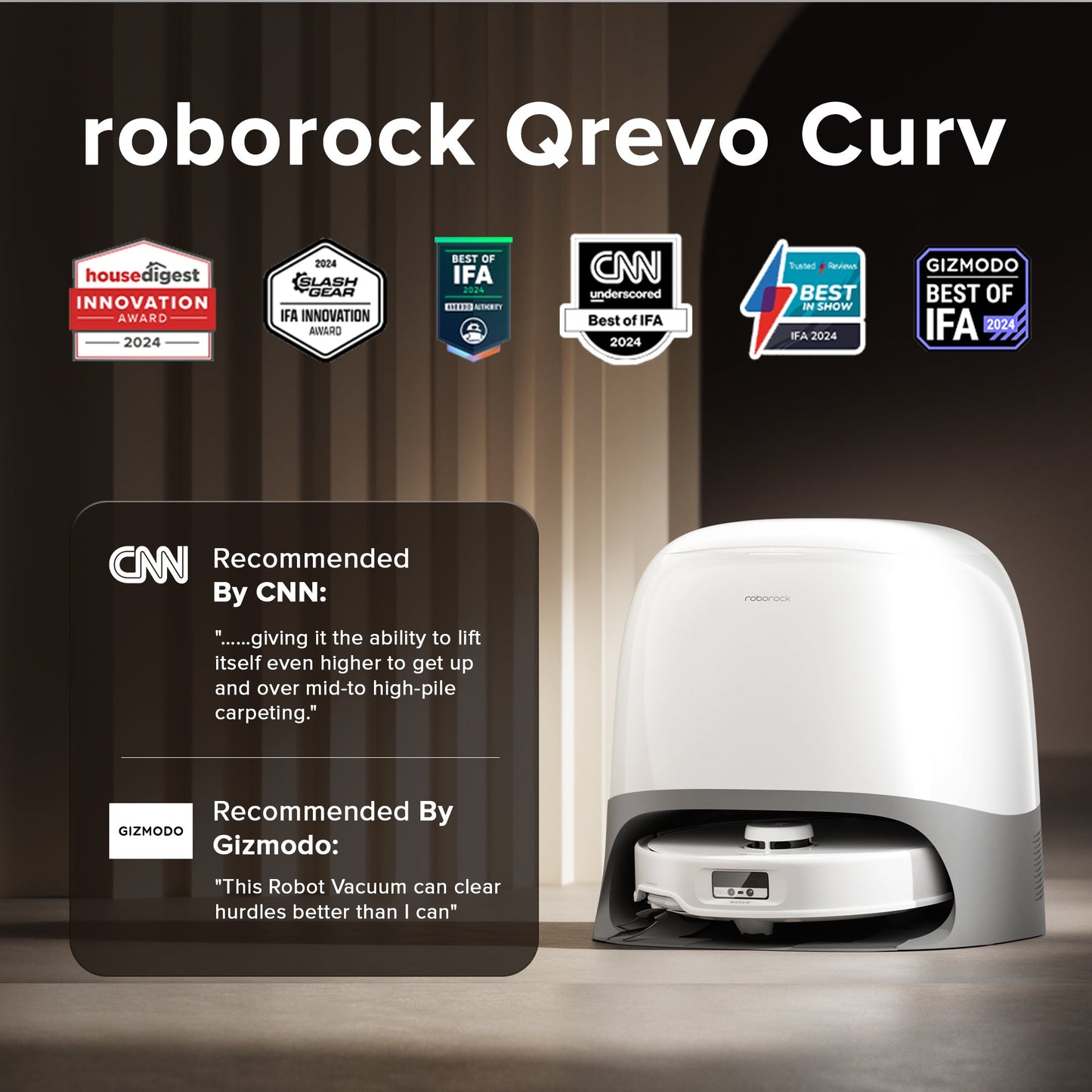 Roborock Qrevo Curv Robot Vacuum with Multifunctional Dock 3.0