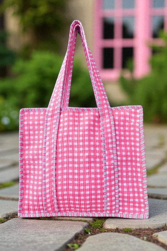 SC - Checkmate Pink Gingham Tote Bag