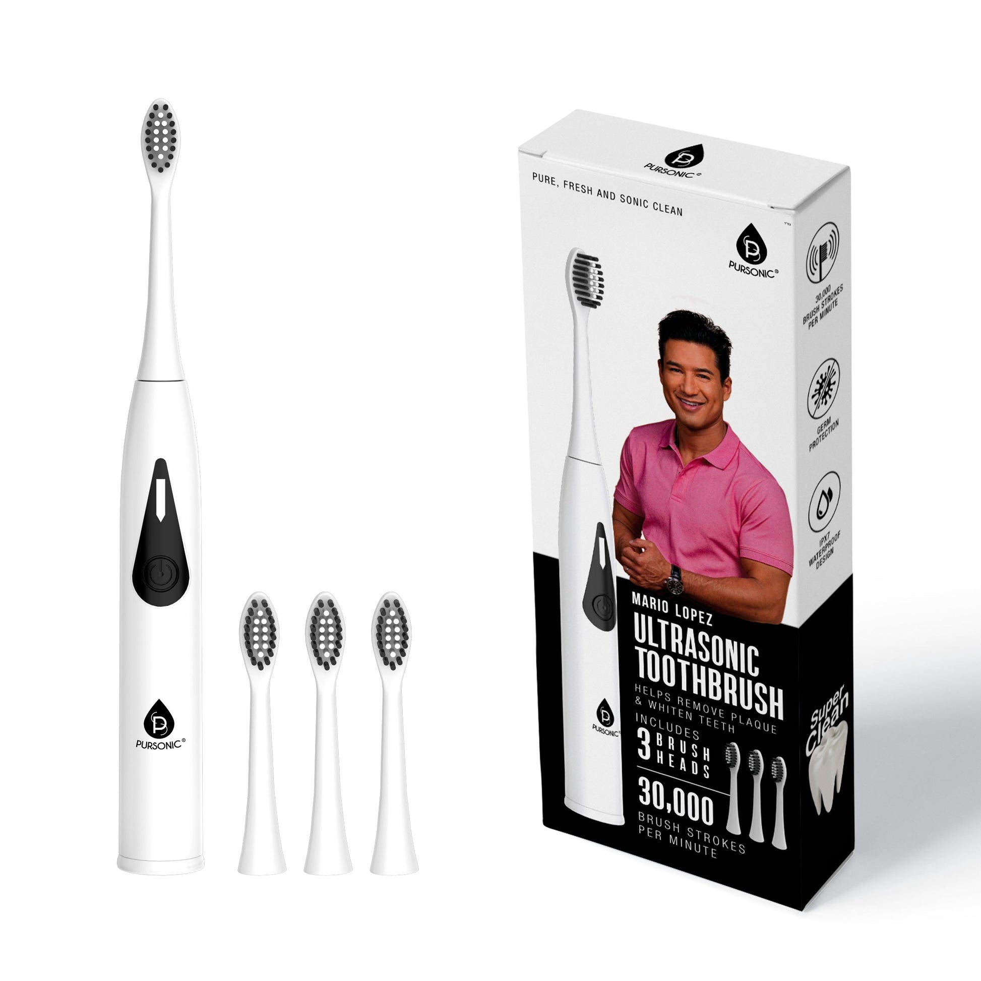 Mario Lopez Triple-Head Electric Tooth Wizard - 30,000 Strokes Per a Minute - Concordia Style Boutique