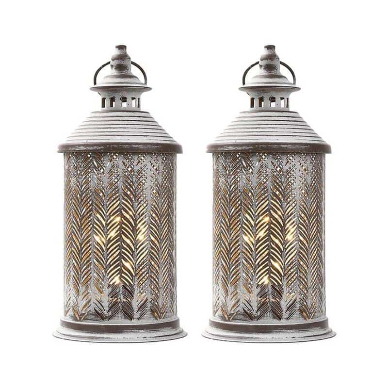 10.5" Tall Battery Powered Metal Table Lamp（Set of 2）