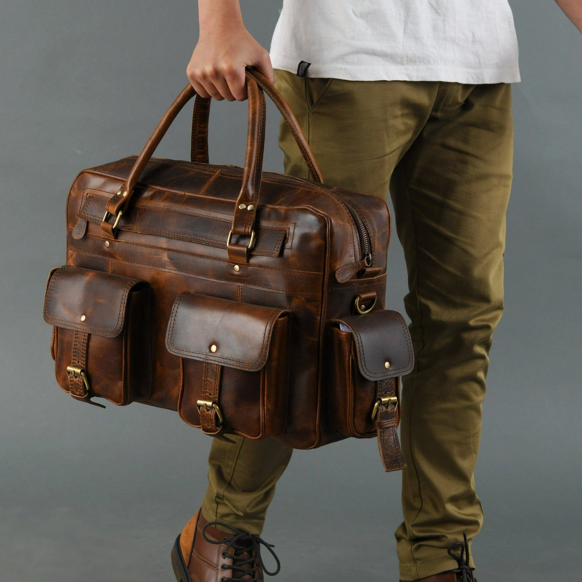 Finn Handcrafted Buffalo Leather Laptop Briefcase - Concordia Style Boutique