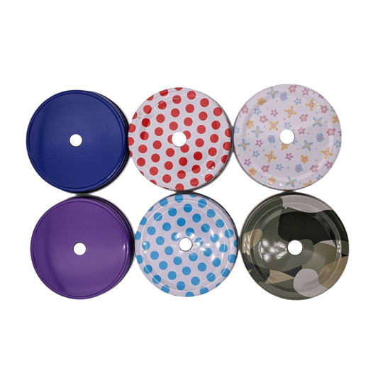 Painted Metal Straw Hole Tumbler Lids for Regular Mouth Mason Jars - Concordia Style Boutique