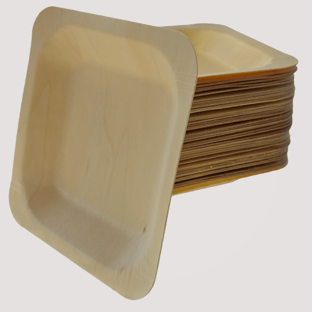 Eco Friendly Square Wooden Plate 9" X 9" (300 Pack) $0.52 each Free shipping - like Bamboo and Palm leaf