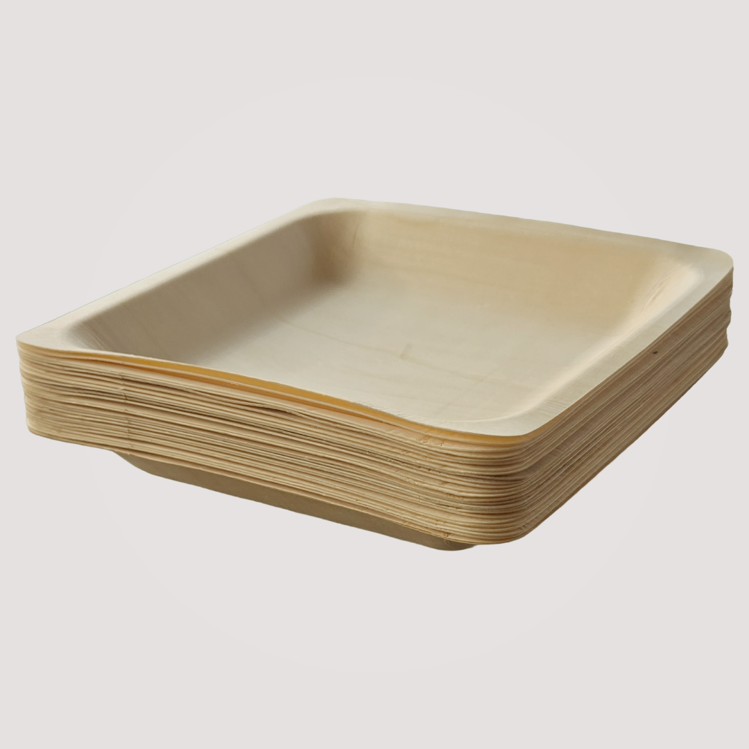 Eco Friendly Square Wooden Plate 9" X 9" (300 Pack) $0.52 each Free shipping - like Bamboo and Palm leaf
