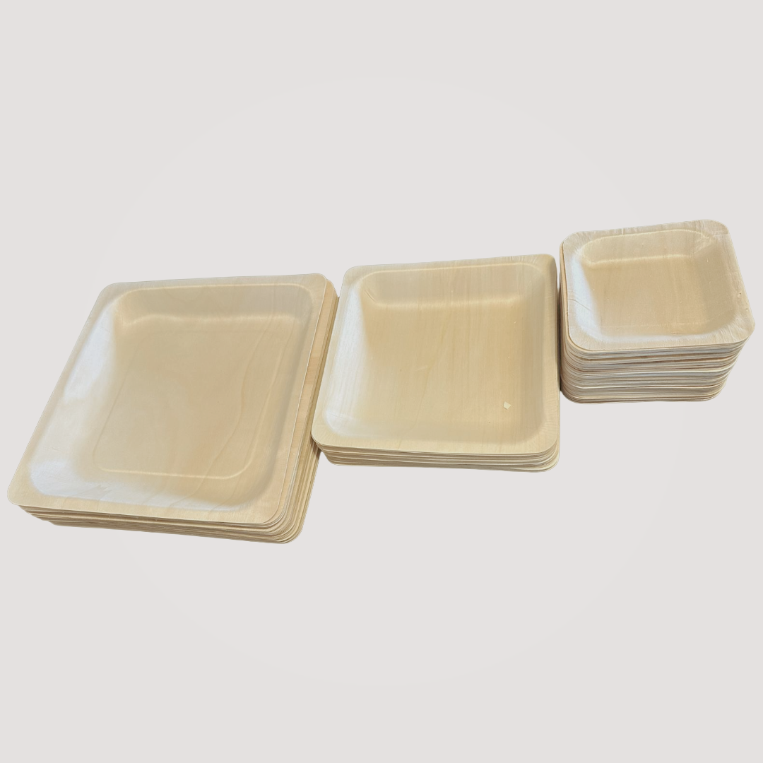 Eco Friendly Square Wooden Plate 9" X 9" (300 Pack) $0.52 each Free shipping - like Bamboo and Palm leaf