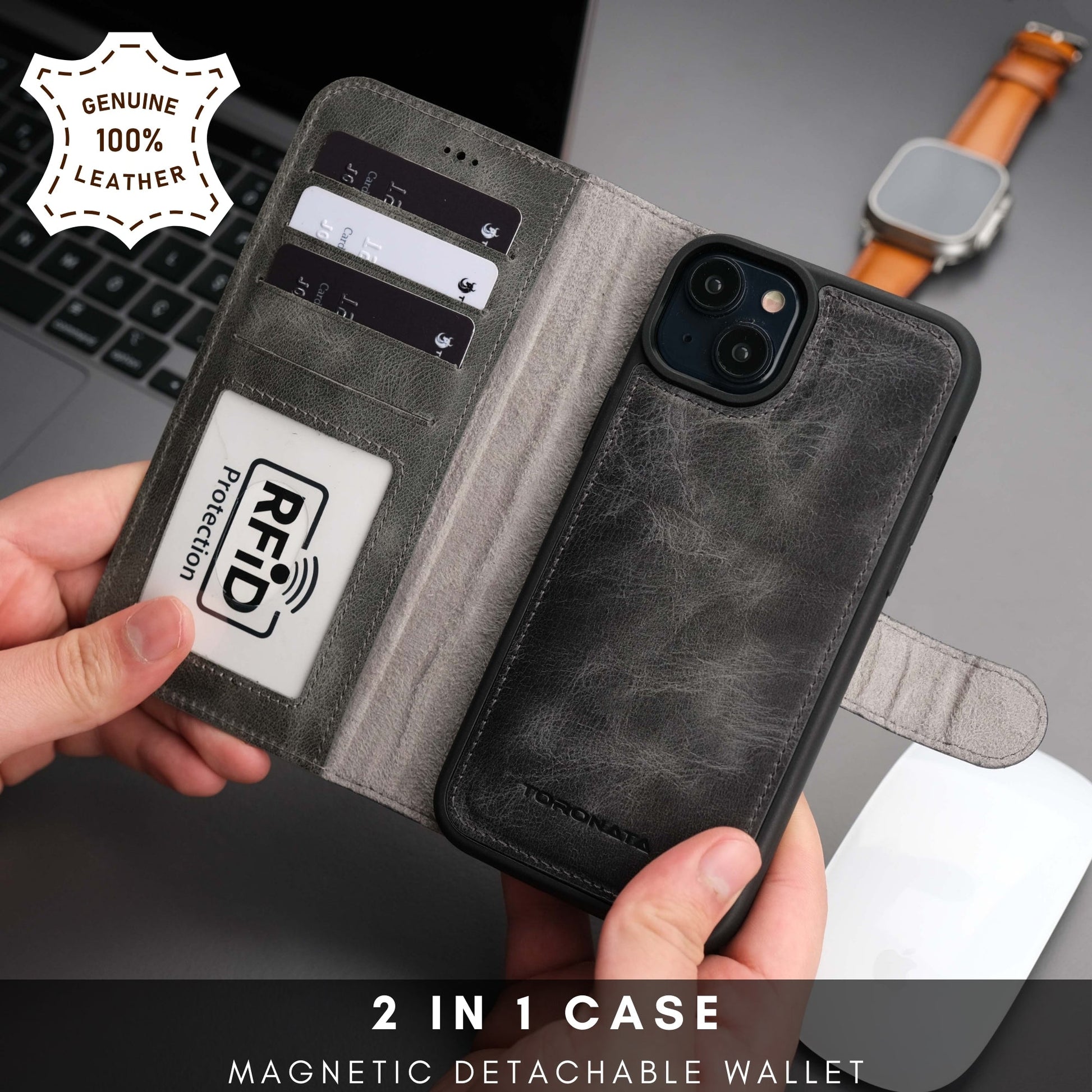 Casper Leather iPhone 14 Plus Wallet Case | MagSafe - Concordia Style Boutique