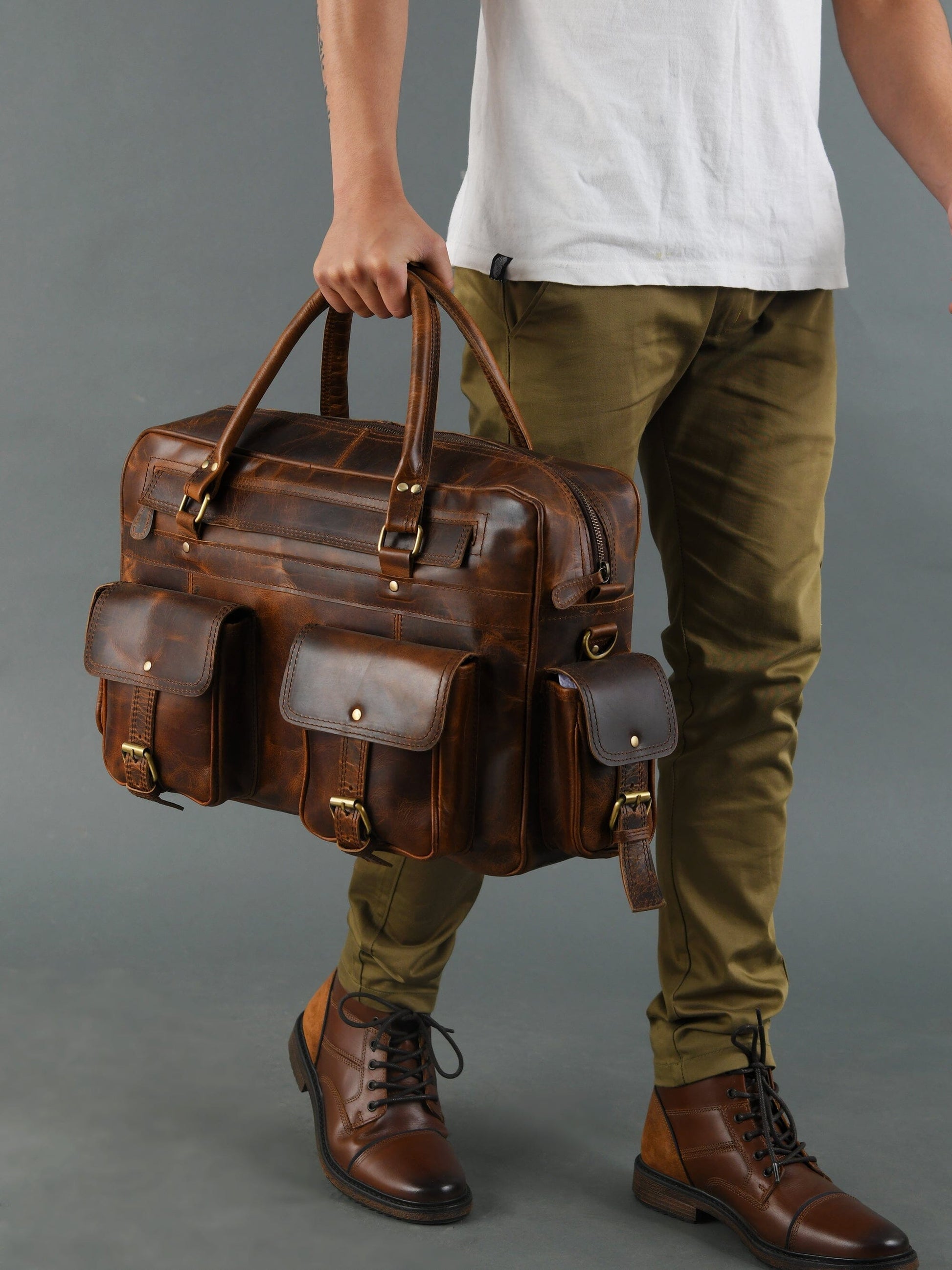 Finn Handcrafted Buffalo Leather Laptop Briefcase - Concordia Style Boutique