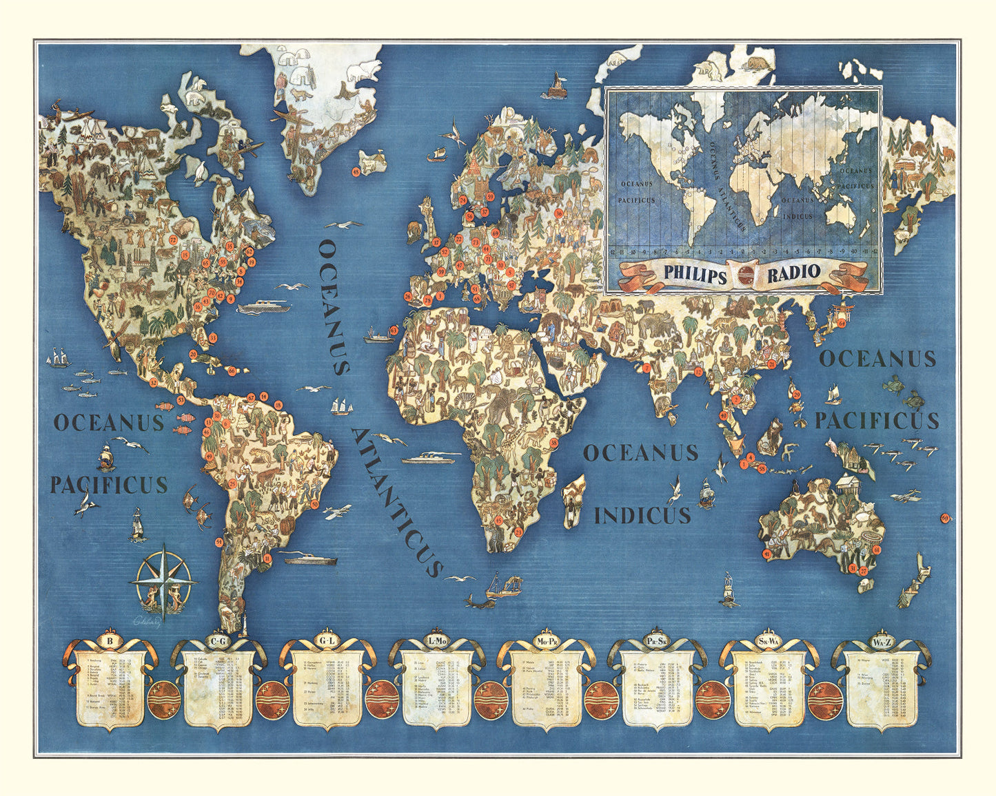 Philips Radio World Map, 1935