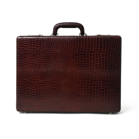 Executive Croco Leather Briefcase/Suitcase- Brown - Concordia Style Boutique