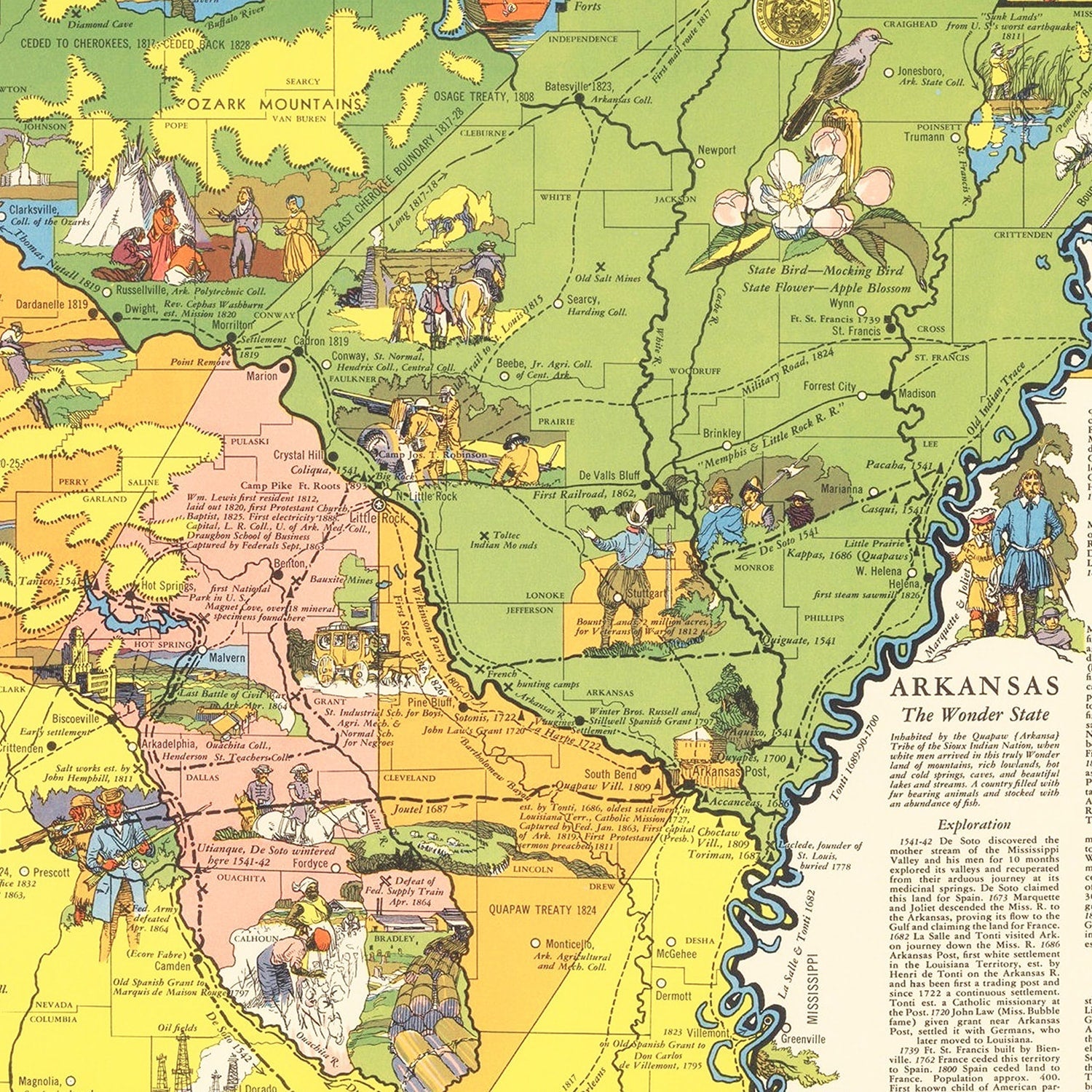 Vintage Map of Arkansas 1941 - Concordia Style Boutique