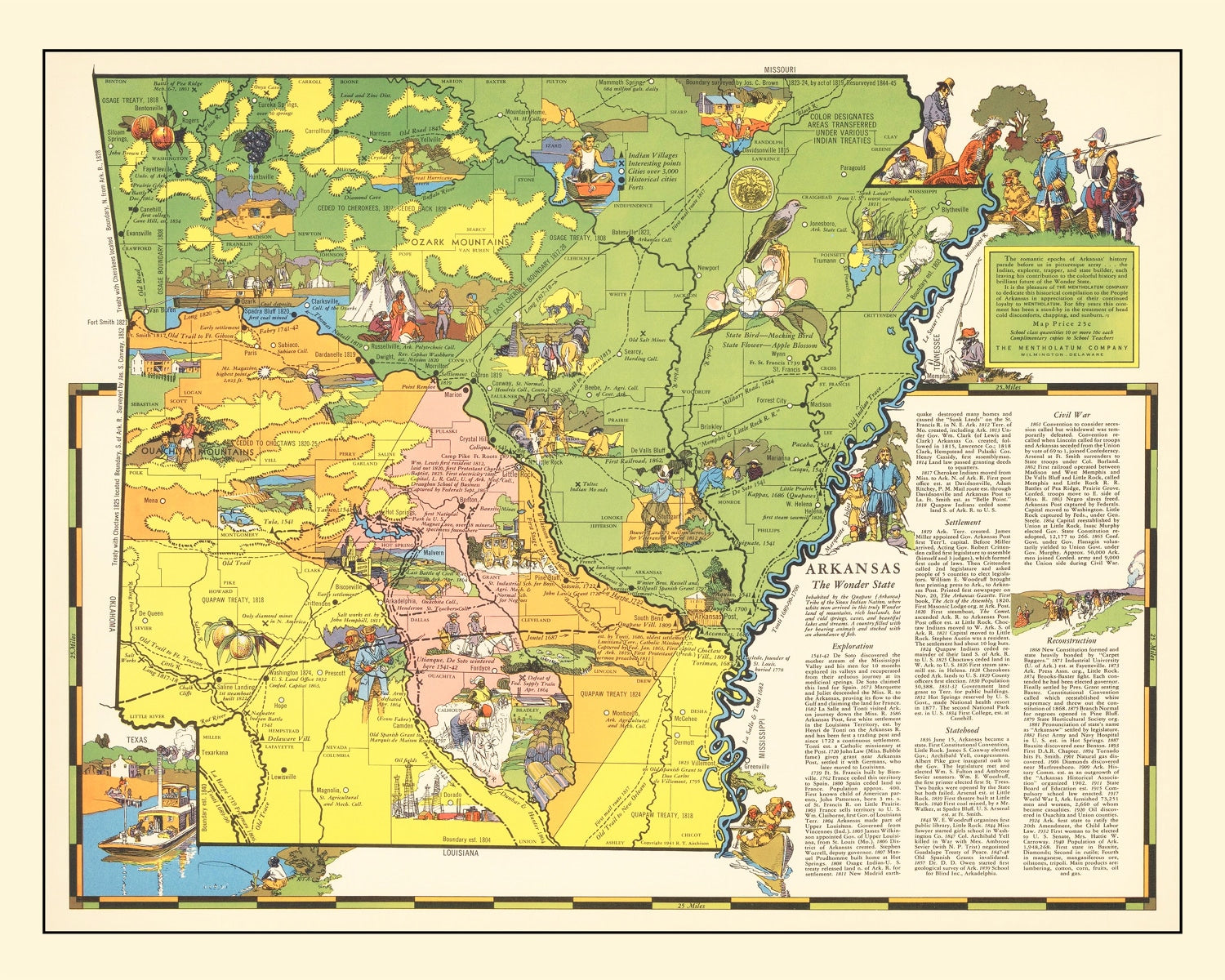 Vintage Map of Arkansas 1941 - Concordia Style Boutique