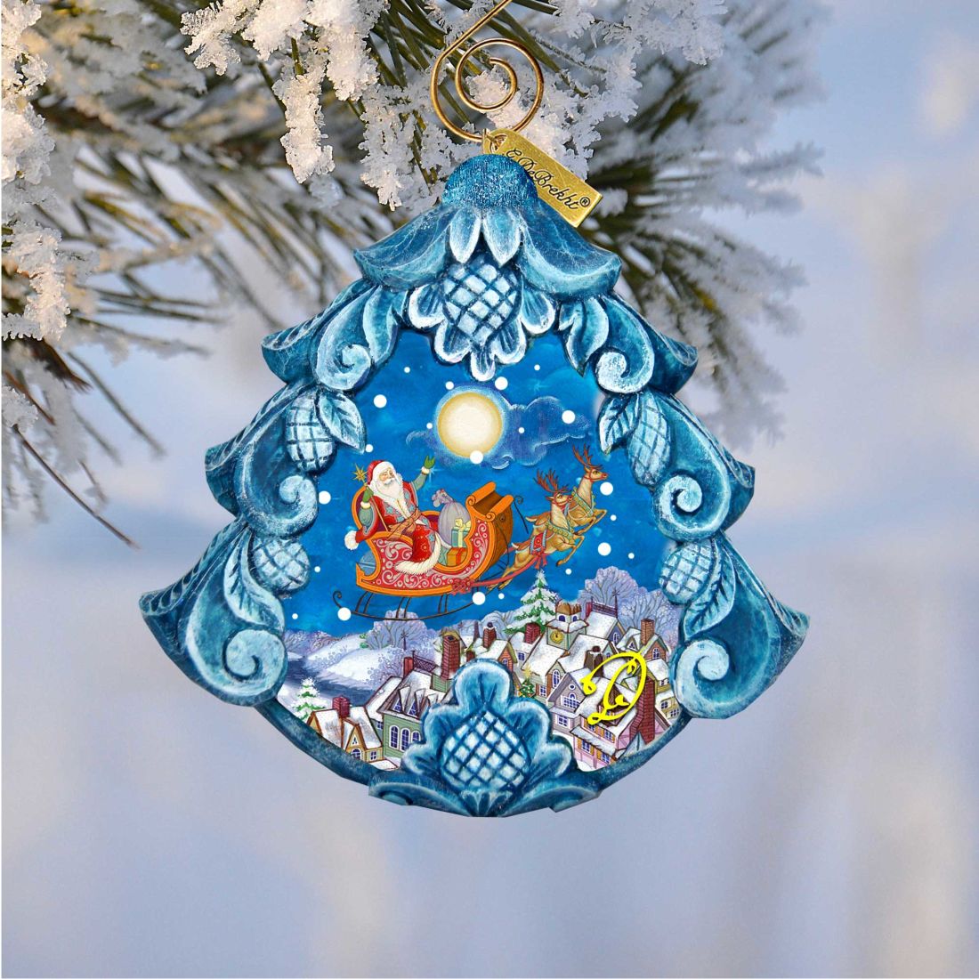 All a Good Night Sculpted Hand-Painted Christmas Ornament by G. DeBrekht - Christmas Santa Snowman Decor - 610279