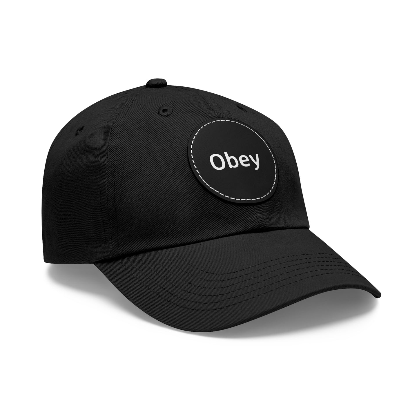 "Obey" - Hat with Leather Patch (Round) - Premium Hats from Concordia Style Boutique - Just $20.45! Shop now at Concordia Style Boutique