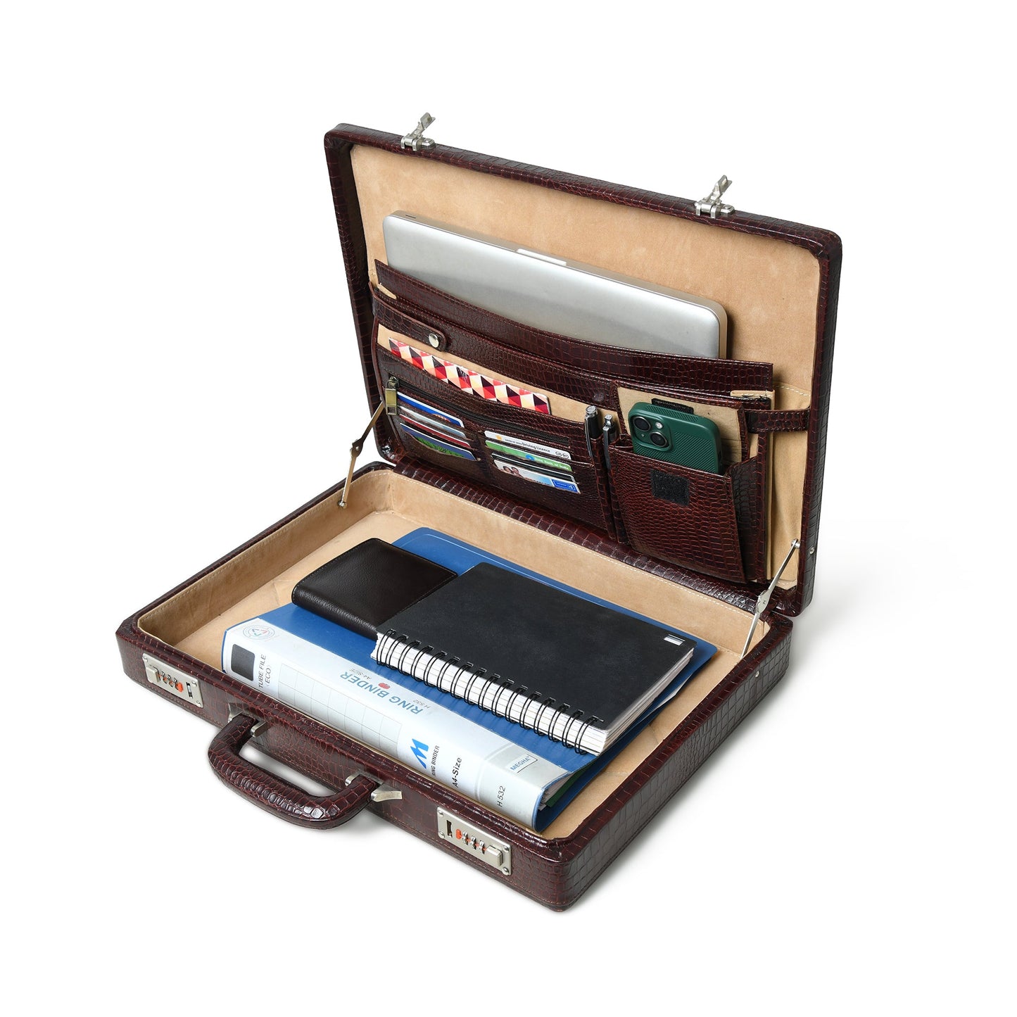 Executive Croco Leather Briefcase/Suitcase- Brown - Concordia Style Boutique