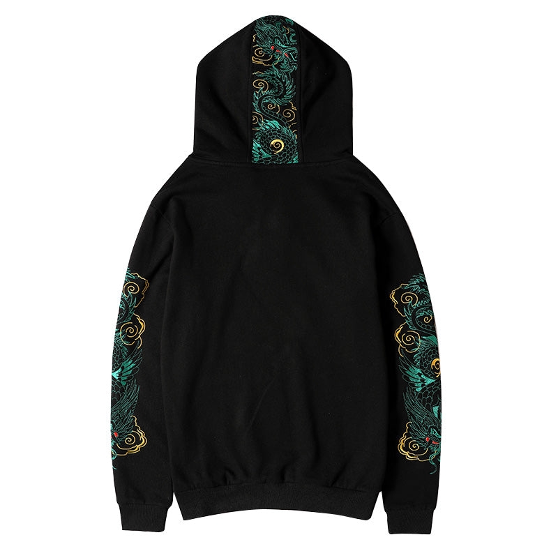 WSY340 Emerald Dragon Embroidery Hoodie - Concordia Style Boutique