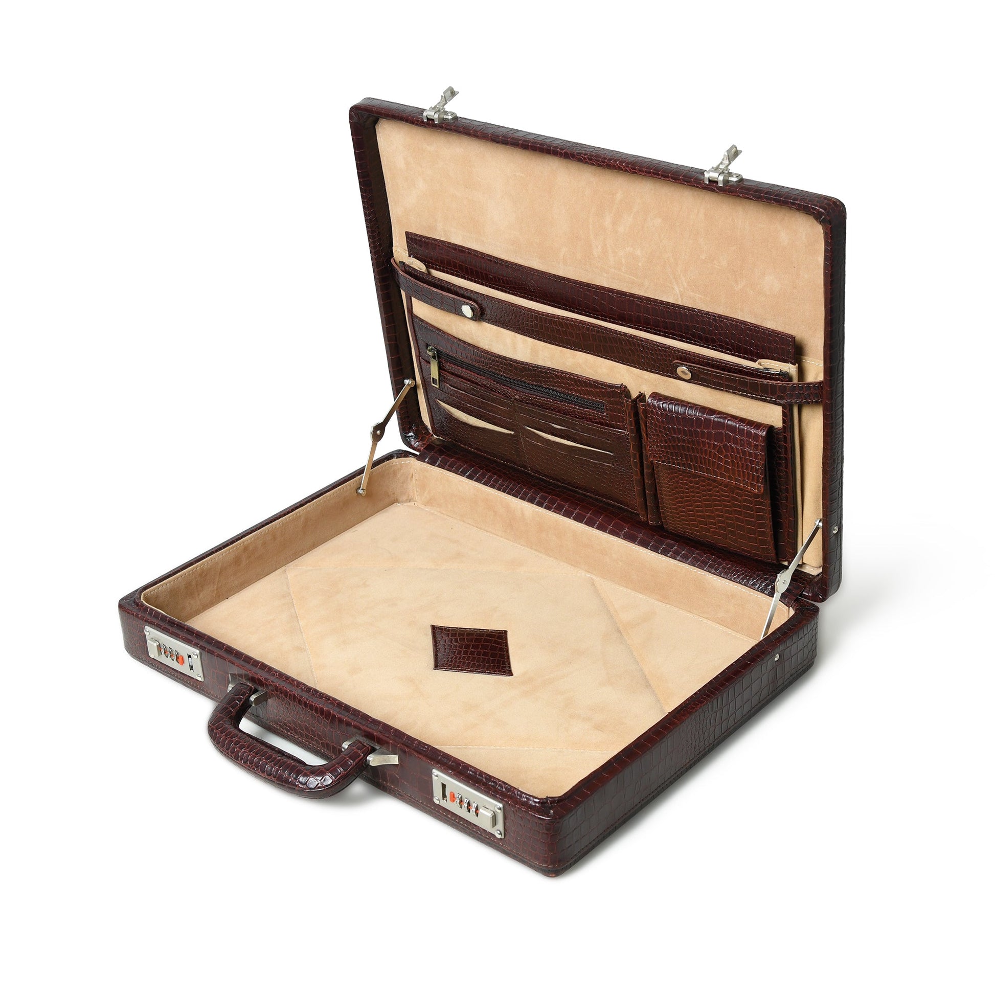 Executive Croco Leather Briefcase/Suitcase- Brown - Concordia Style Boutique
