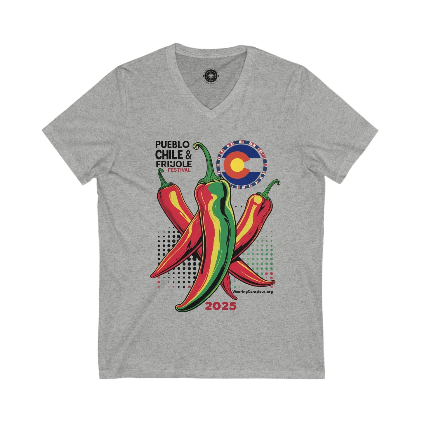 Pueblo Chile Festival V-Neck Vibrant Graphic Tee