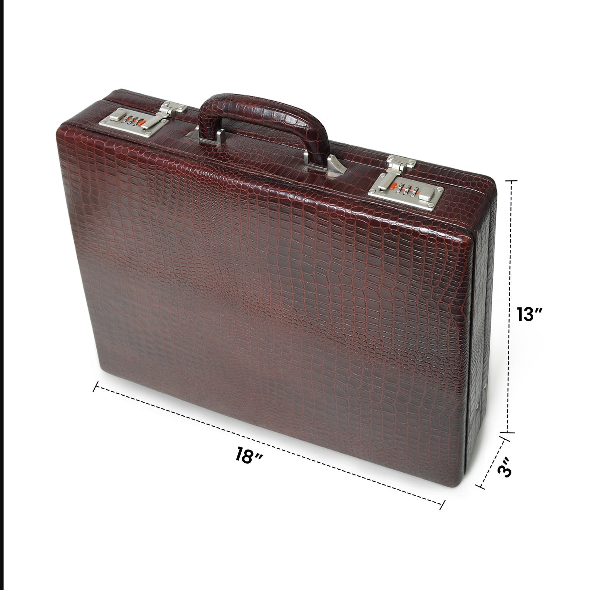 Executive Croco Leather Briefcase/Suitcase- Brown - Concordia Style Boutique