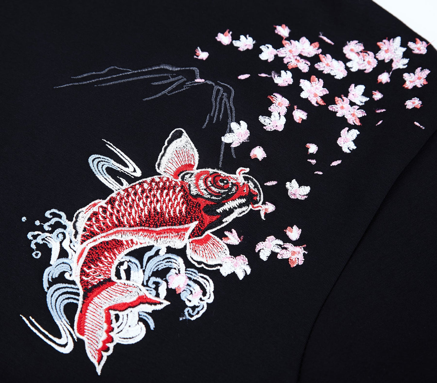 KH9197 Red Koi Embroidery Hoodie - Concordia Style Boutique