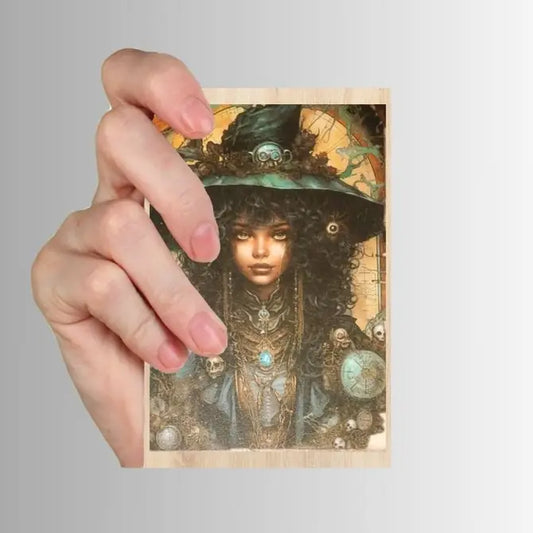 Blue Witches - Set of 10 4" x 6" Decoupage Wood Wall Panels