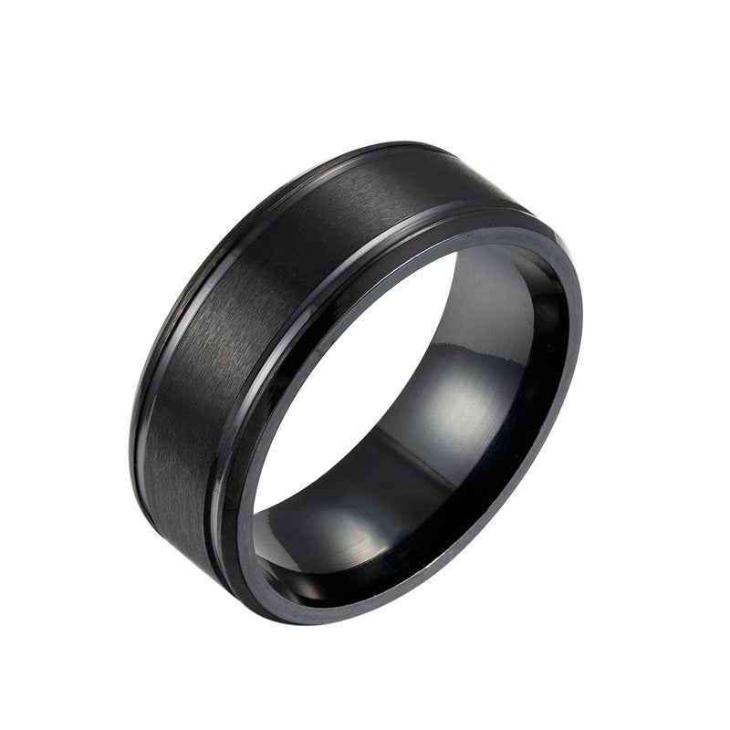 Unisex Stainless Steel Wedding Ring 8 mm – Black/Gold/Silver