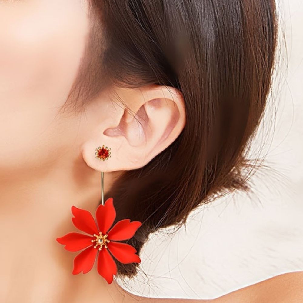 RED DAHLIA EARRINGS - Concordia Style Boutique