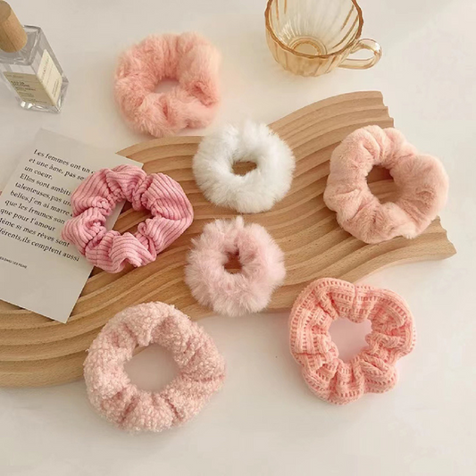 FUZZY HAIR SCRUNCHIES (7 PIECES BUNDLE) - Concordia Style Boutique