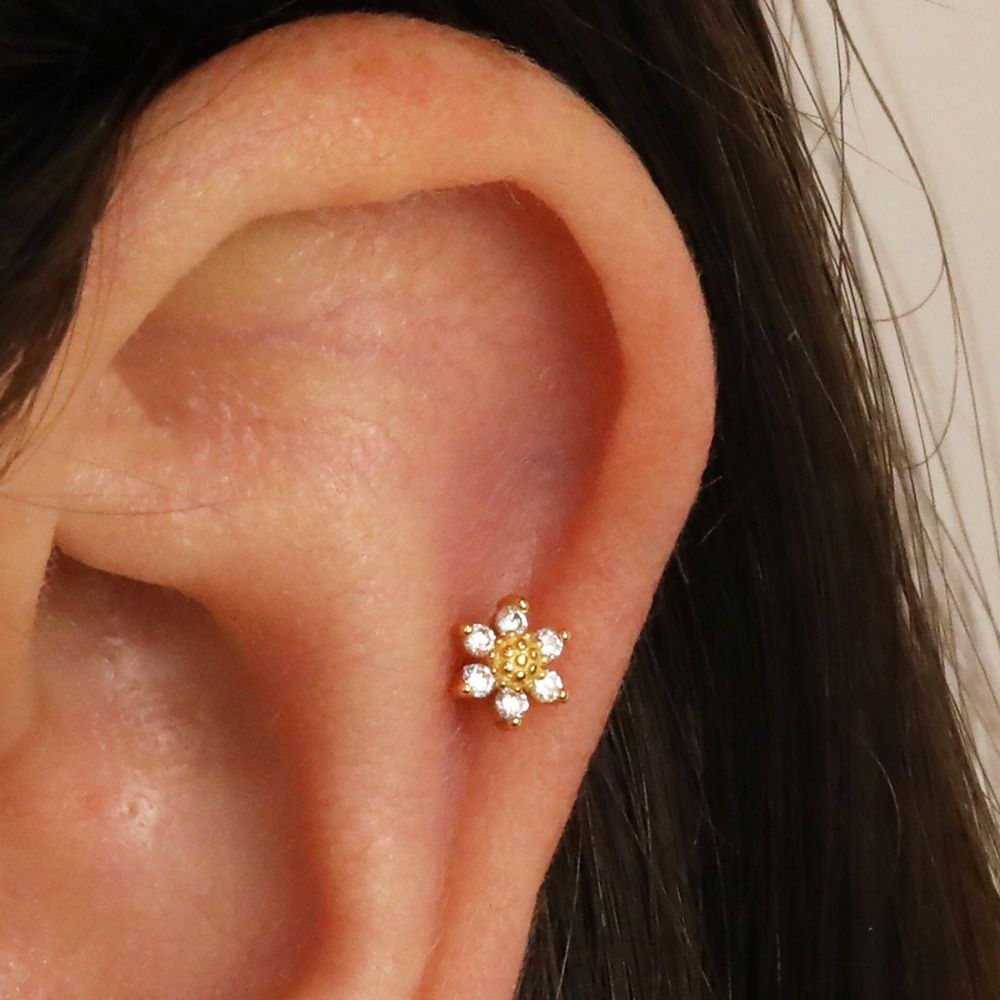 MINI SUNFLOWER CARTILAGE EARRINGS (PAIR) - Concordia Style Boutique