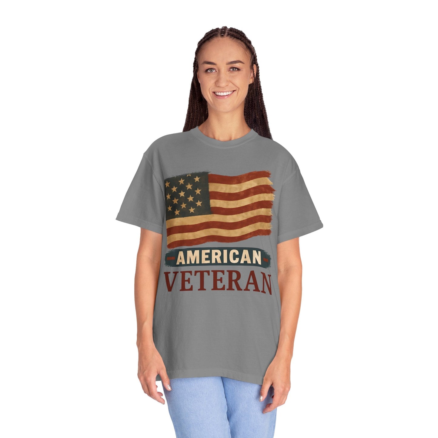 American Veteran Unisex Garment-Dyed T-shirt, Patriotic Tee, Military Appreciation, Veterans Day Gift, Casual Wear, Comfortable Style
