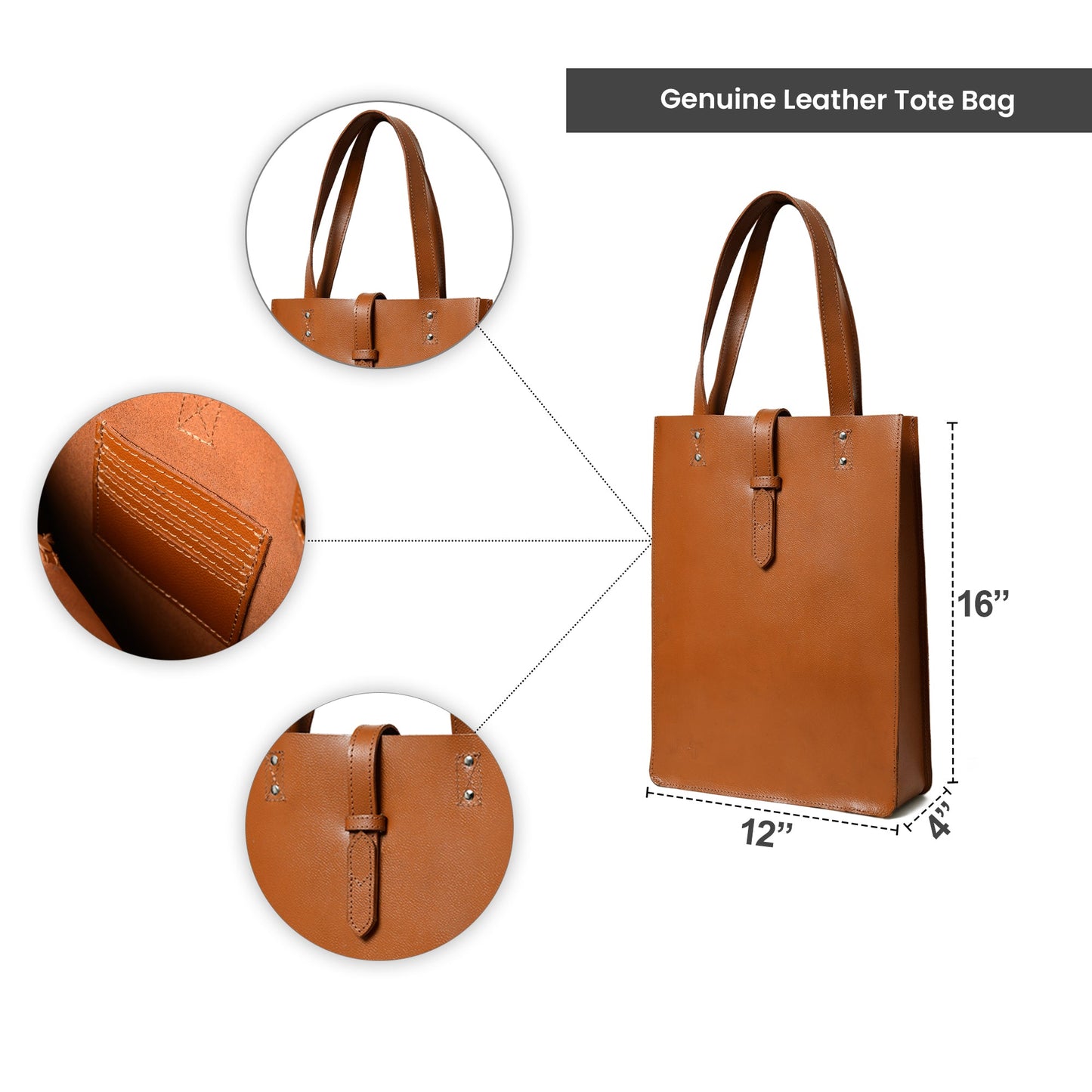 Chestnut Elegance Leather Tote - Concordia Style Boutique