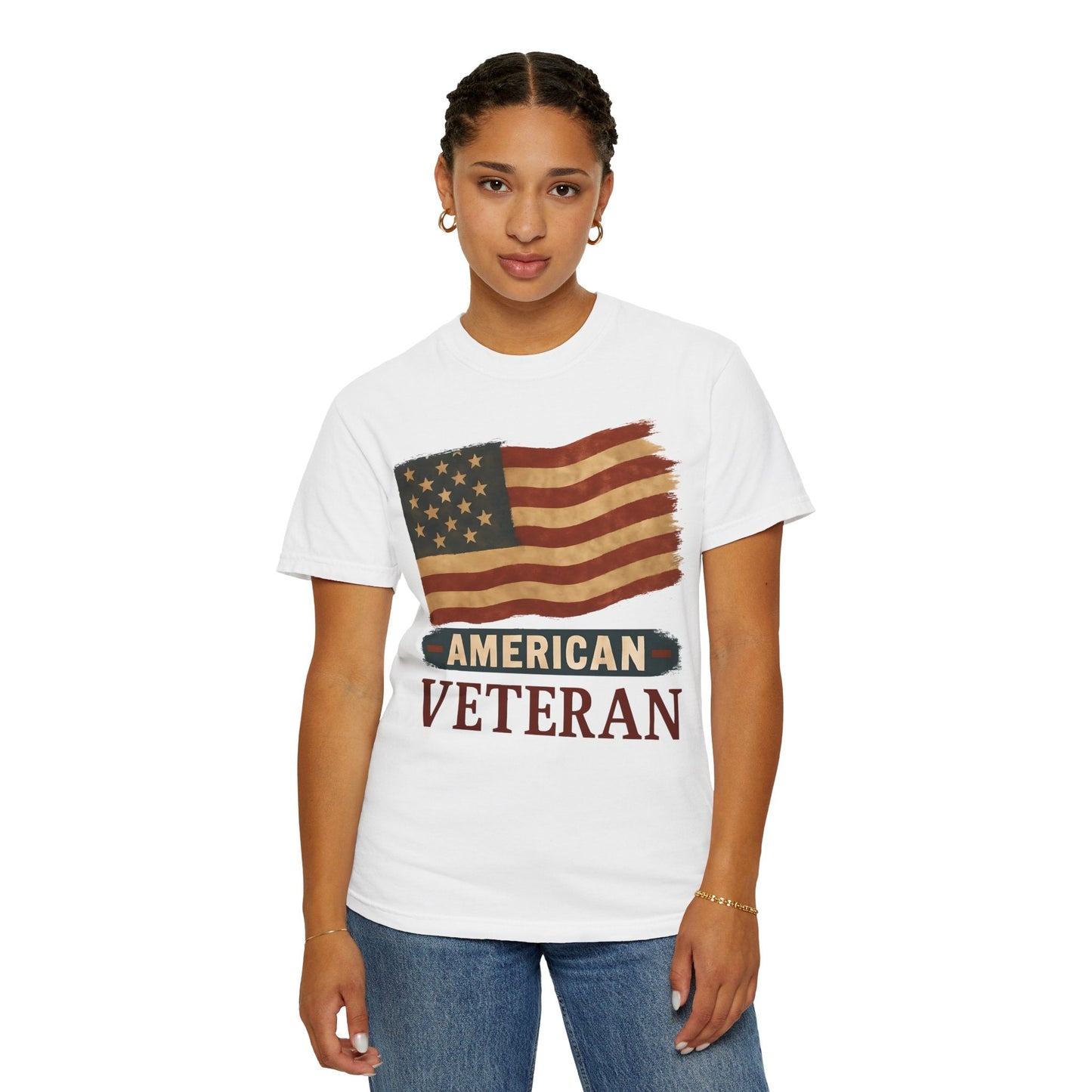 American Veteran Unisex Garment-Dyed T-shirt, Patriotic Tee, Military Appreciation, Veterans Day Gift, Casual Wear, Comfortable Style