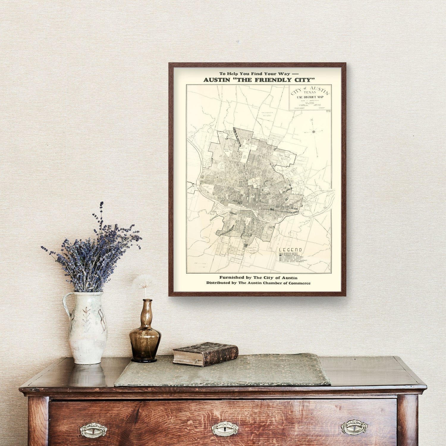 Vintage Map of Austin, Texas 1943 - Concordia Style Boutique