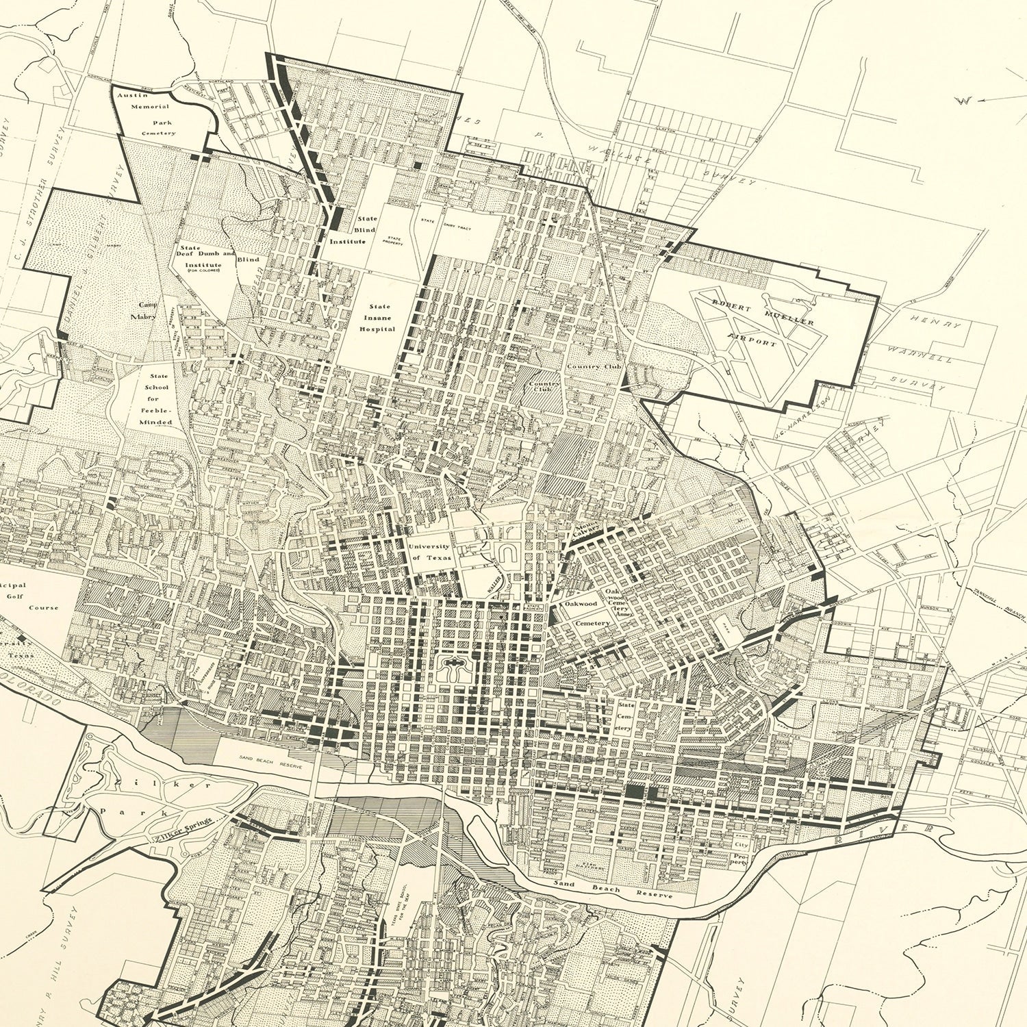 Vintage Map of Austin, Texas 1943 - Concordia Style Boutique
