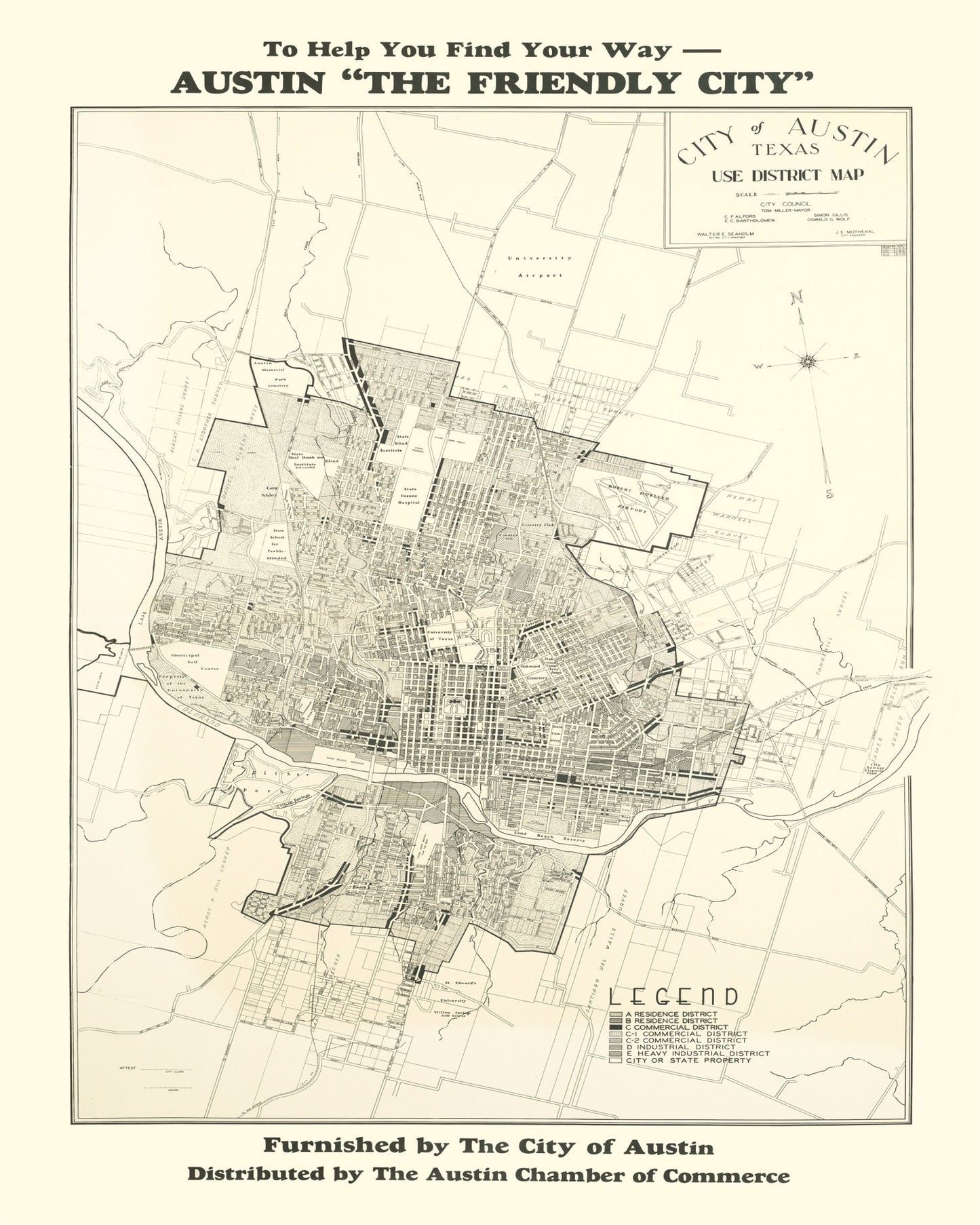 Vintage Map of Austin, Texas 1943 - Concordia Style Boutique