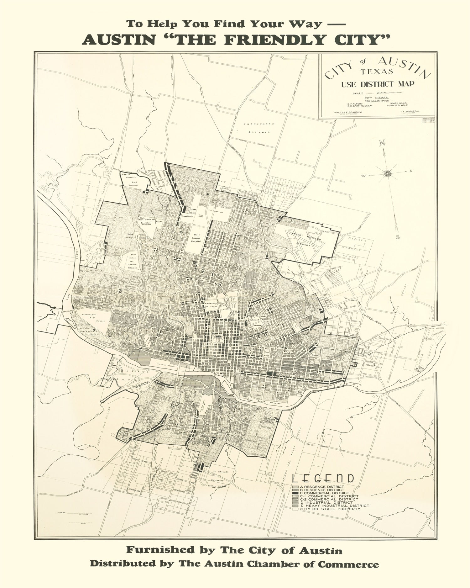 Vintage Map of Austin, Texas 1943 - Concordia Style Boutique