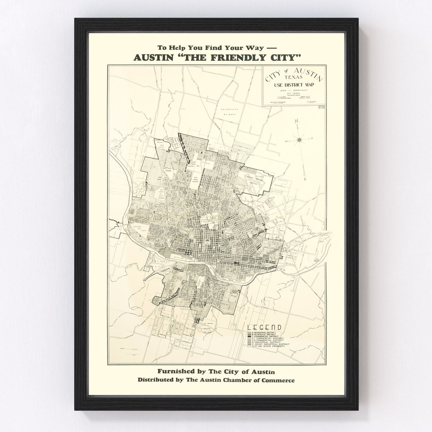 Vintage Map of Austin, Texas 1943 - Concordia Style Boutique