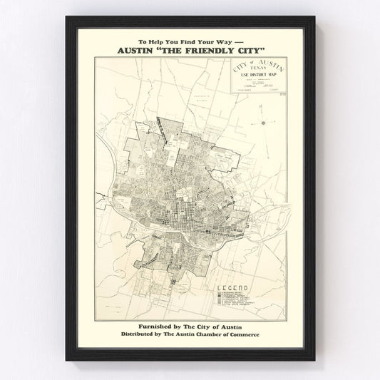 Vintage Map of Austin, Texas 1943 - Concordia Style Boutique